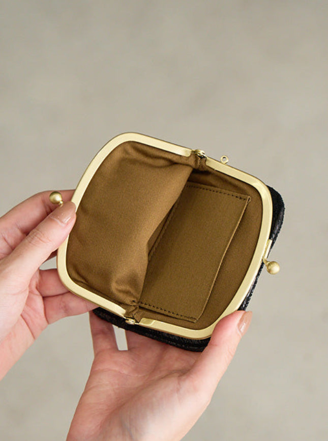 zucchero 本革がま口折財布 55494