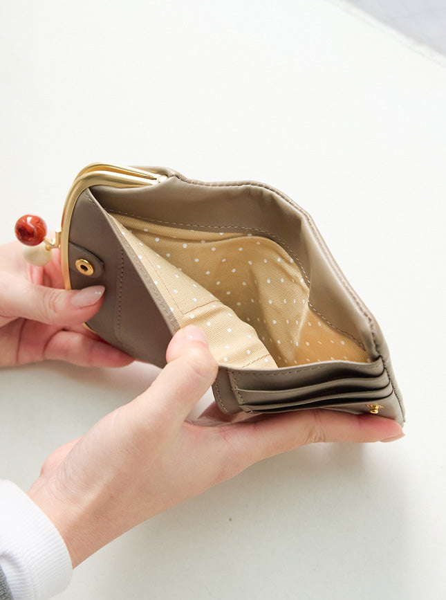 zucchero 本革がま口折財布 58058